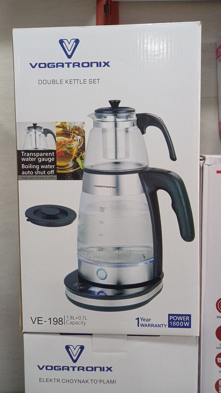 چای ساز رو هم وگاتی  دارای گرم کن  مدل VE-198  توان مصرفی 1800 وات  دیجیتال لمسی  قابلیت تنظیم دما  قابلیت تنظیم زمان  ظرفیت کتری :۱٫۸لیتر  ظرفیت قوری:۰٫۷  چراغ نشانگرLED